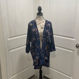 LulaRoe Blue and Peach Cardigan Size L